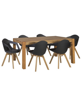 Обеденный комплект CHICAGO с 6-стульями (37035) 180x90xH76см, дерево: дуб, обработка: промасленный, цвет: натуральный