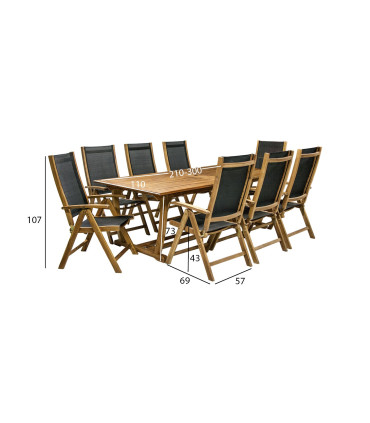 Aiamööblikomplekt FUTURE laud ja 8 tooli