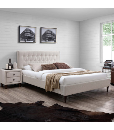 Кровать EMILIA с матрасом HARMONY DUO (86741) 90x200см, обивка из мебельного текстиля, цвет: светло-бежевый