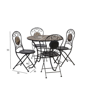 Aiamööblikomplekt MOSAIC laud ja 4 tooli