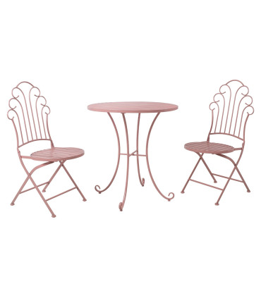 Rõdukomplekt ROSY roosa, laud D70xH75cm, 2 tooli 46x55xH95cm, sepistatud metall