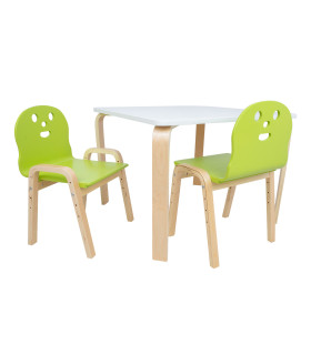 Детский комплект HAPPY стол и 2 стула, белый/зеленый