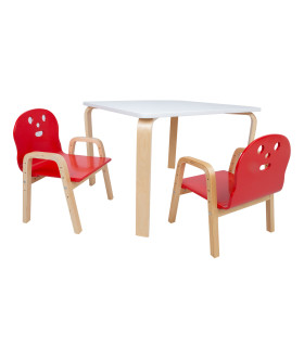 Детский комплект HAPPY стол и 2 стула, белый/красный