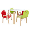 Детский комплект HAPPY стол и 4 стула, белый/красный/зеленый