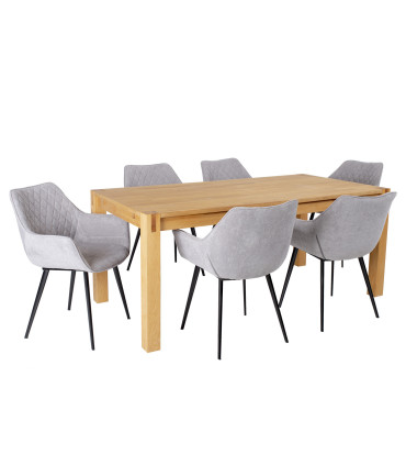 Обеденный набор CHICAGO NEW с 6 стульями (37046) массив дерева / МДФ с натуральным шпоном дуба, промасленный