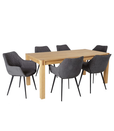 Обеденный набор CHICAGO NEW с 6 стульями (37049) массив дерева / МДФ с натуральным шпоном дуба, промасленный