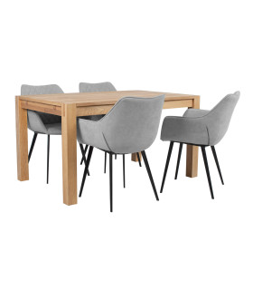 Обеденный комплект CHICAGO NEW с 4 стульями (37046) массив дерева / МДФ с натуральным шпоном дуба, промасленный