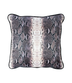 Подушка BLACK HOLLY 45x45см, змеиный узор на черном фоне