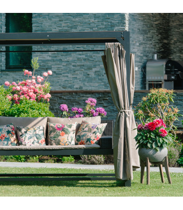 Подушка AMAZONIA 45x45см, цветы/ бежевая ткань, 100%хлопок,  ткань 248