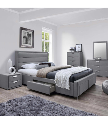 Кровать CAREN 160x200см, с ящиками и матрасом HARMONY TOP, серый