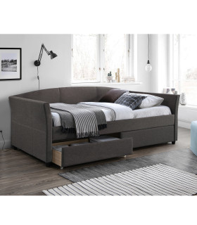 Кровать GENESIS 90x200cм, с ящиками и матрасом HARMONY UNO, серый