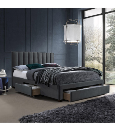 Voodi GRACE 160x200cm, madratsiga HARMONY TOP, tumehall