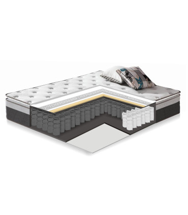 Voodi GRACE 160x200cm, madratsiga HARMONY TOP, tumehall