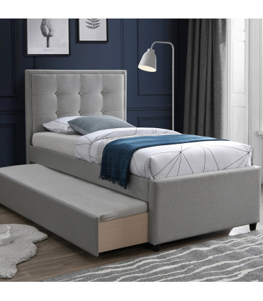 Кровать OSWALDO 90x200см, с матрасом HARMONY UNO, платиново-серый
