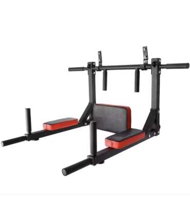 Wall mounted horizontal bar-parallel bars 3in1, black