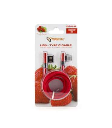 Sbox USB-Type-C 90 m/m 1.5m Type-C-90R Strawberry Red