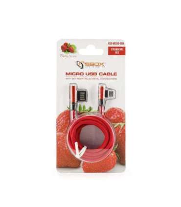 Sbox USB-Micro USB 90 M/M 1.5m USB-MICRO-90R strawberry red