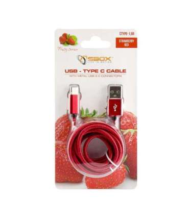 Sbox USB-Type-C M/M 1.5m CTYPE-1.5R Strawberry Red