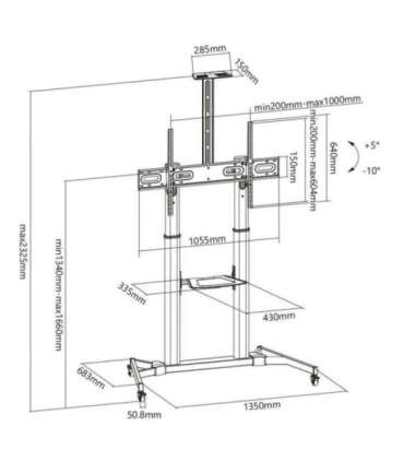 Sbox FS-3610 Floor Ultra-Large LED TV Stand 60-100" 100kg