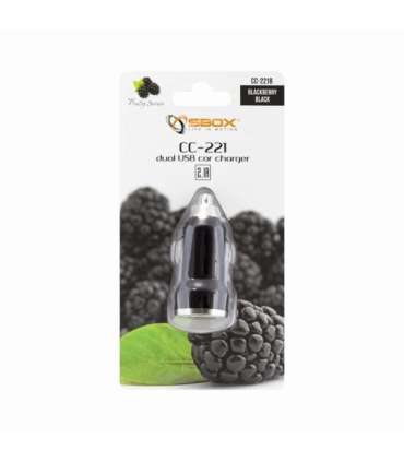Sbox CC-221B Dual USB Car Charger CC-221B blackberry black