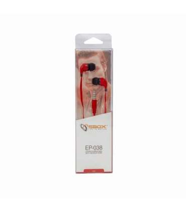 Sbox Stereo Earphones With Microphone EP-038 Red