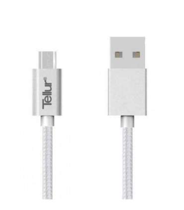 Tellur Data cable, USB to Micro USB, Nylon Braided, 1m silver