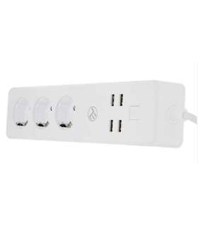Tellur WiFi Power Strip, 3 Outlets, 4*USB 4A, 2200W, 10A, 1.8m
