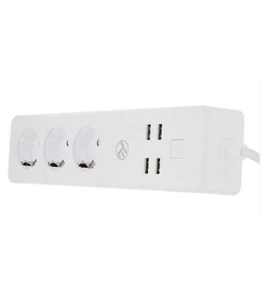 Tellur WiFi Power Strip, 3 Outlets, 4*USB 4A, 2200W, 10A, 1.8m