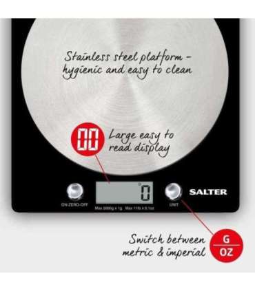 Salter 1036 BKSSDR Disc Electronic Digital Kitchen Scales Black
