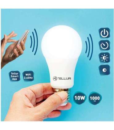 Tellur WiFi Smart Bulb E27, 10W White/Warm, Dimmer