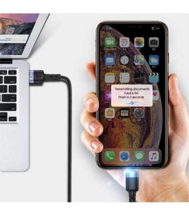 Tellur Data cable USB to Lightning LED, Nylon Braided, 1.2m black