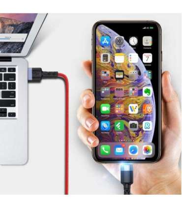 Tellur Data Cable USB to Lightning with LED Light 3A 1.2m Red