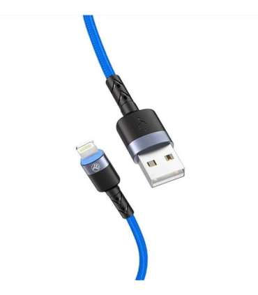 Tellur Data Cable USB to Lightning with LED Light, 3A 1.2m Blue