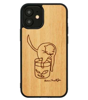 MAN&WOOD case for iPhone 12 mini cat with red fish
