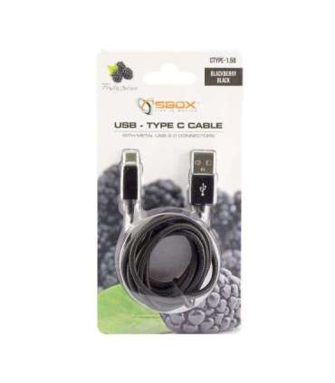 Sbox USB-TYPEC-15B USB-Type C M/M 1.5m Blackberry Black