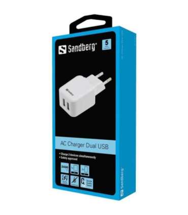 Sandberg 440-57 AC Charger Dual USB 2.4+1A EU