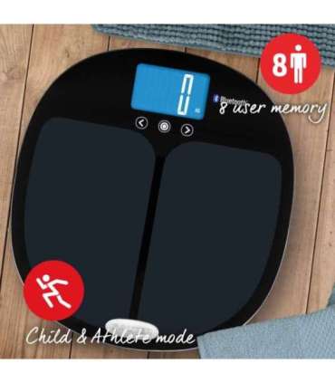 Salter 9192 BK3R Curve Bluetooth Smart Analyser Bathroom Scale black