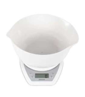 Salter 1024 WHDR14 Digital Kitchen Scales with Dual Pour Mixing Bowl White