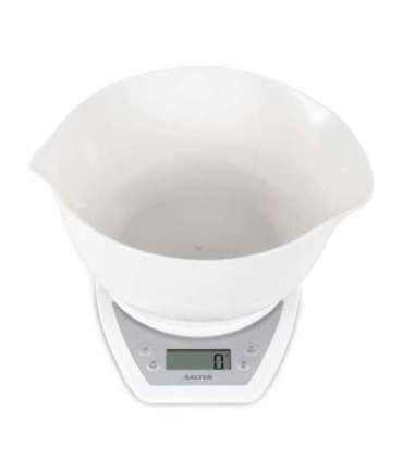 Salter 1024 WHDR14 Digital Kitchen Scales with Dual Pour Mixing Bowl White