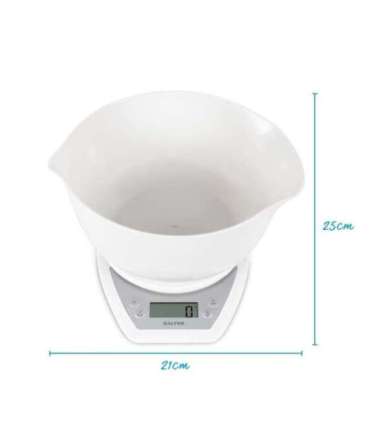Salter 1024 WHDR14 Digital Kitchen Scales with Dual Pour Mixing Bowl White