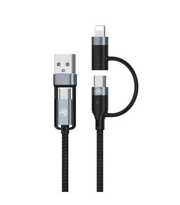 Tellur 4in1 Cable USB/Type-C to Type-C (PD65W)/Lightning (PD20W) 1m Black