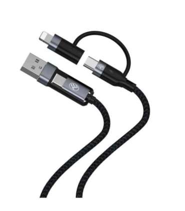 Tellur 4in1 Cable USB/Type-C to Type-C (PD65W)/Lightning (PD20W) 1m Black