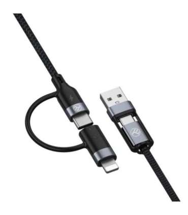 Tellur 4in1 Cable USB/Type-C to Type-C (PD65W)/Lightning (PD20W) 1m Black