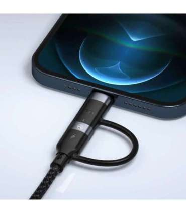 Tellur 4in1 Cable USB/Type-C to Type-C (PD65W)/Lightning (PD20W) 1m Black