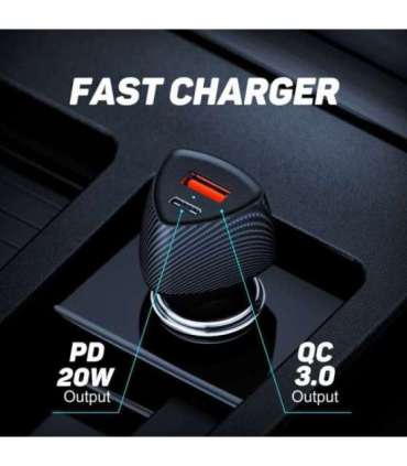 Tellur FCC10 car charger 38W, 6A (PD20W + QC3.0) black