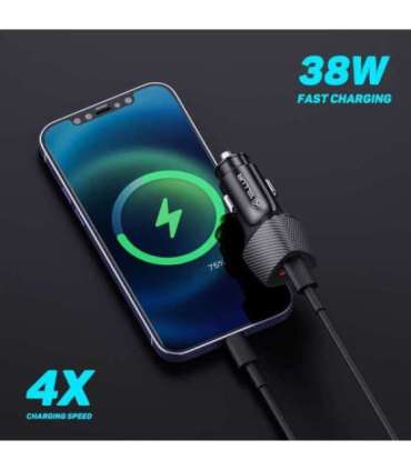 Tellur FCC10 car charger 38W, 6A (PD20W + QC3.0) black