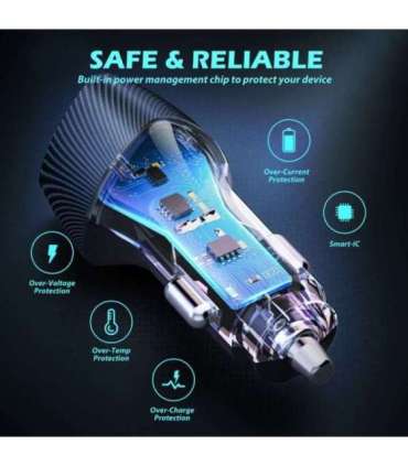 Tellur FCC10 car charger 38W, 6A (PD20W + QC3.0) black