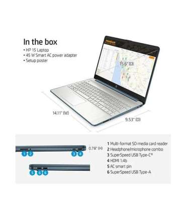 HP 15-ef2126 15.6/RYZEN 5 5500U/8GB/256GB SSD//WIN10 Home/blue (4J771UAABA)