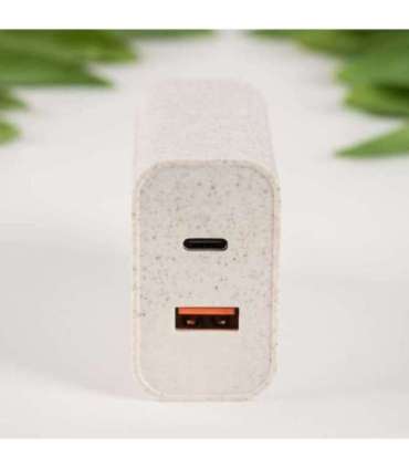 Tellur Green 38W dual port charger Type-C PD20W + USB QC3.0, cream