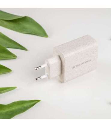 Tellur Green 38W dual port charger Type-C PD20W + USB QC3.0, cream